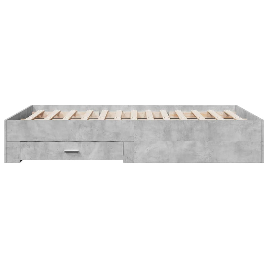 Bedframe met lades bewerkt hout betongrijs 120x200 cm
