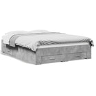 Bed frame with drawers treated wood concrete gray 120x200 cm
