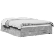 Bedframe met lades bewerkt hout betongrijs 120x200 cm