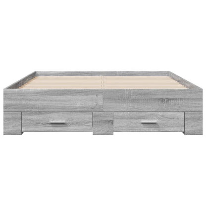 Bedframe met lades bewerkt hout grijs sonoma eiken 120x200 cm