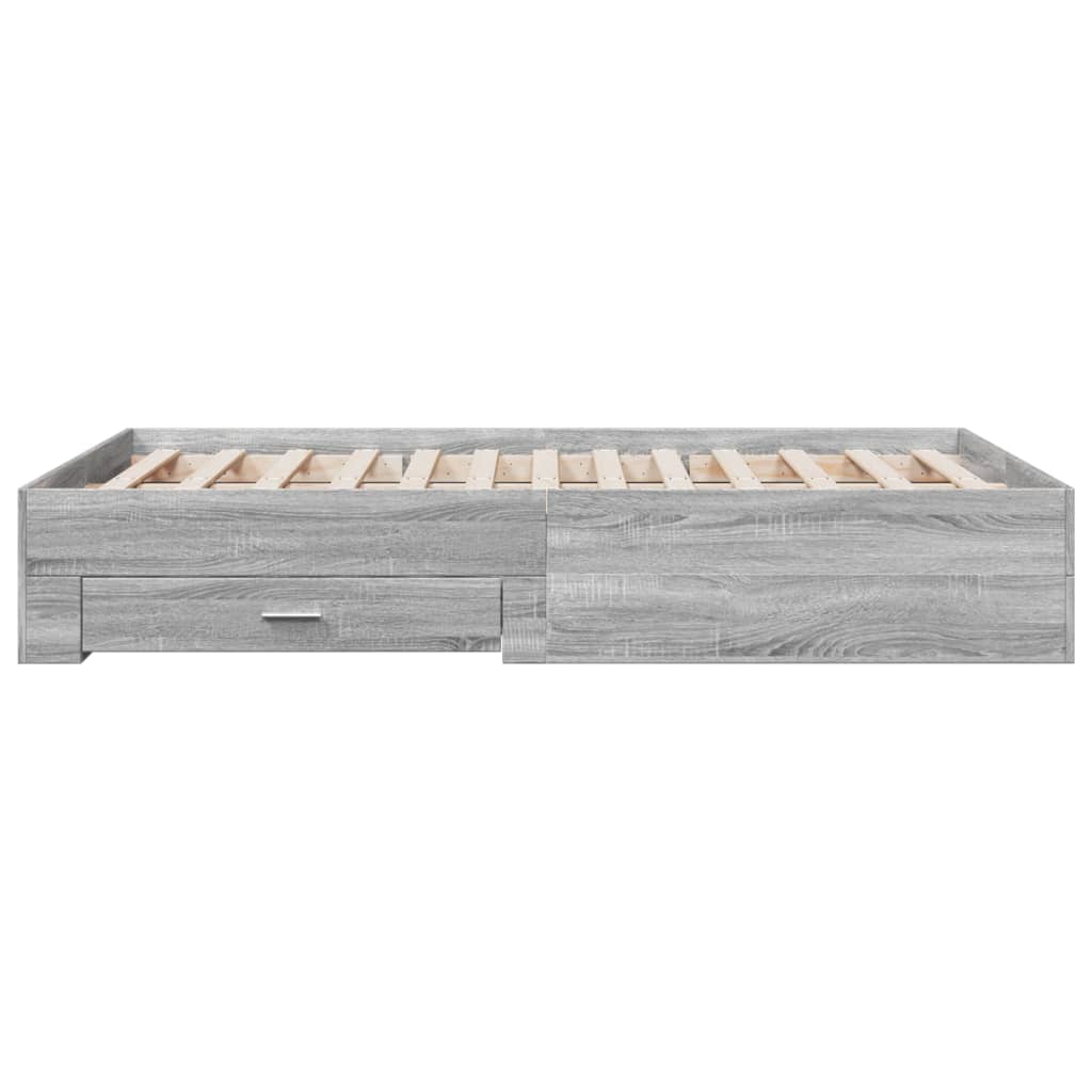 Bedframe met lades bewerkt hout grijs sonoma eiken 120x200 cm