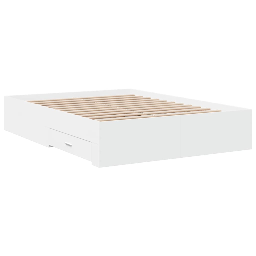 Bedframe met lades bewerkt hout wit 140x190 cm