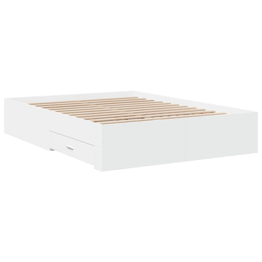 Bedframe met lades bewerkt hout wit 140x190 cm