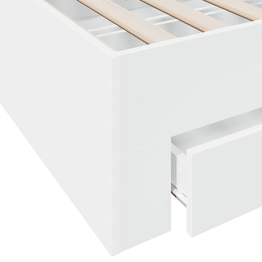 Bedframe met lades bewerkt hout wit 140x190 cm