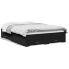 Black wooden bed frame with drawers 140x190 cm