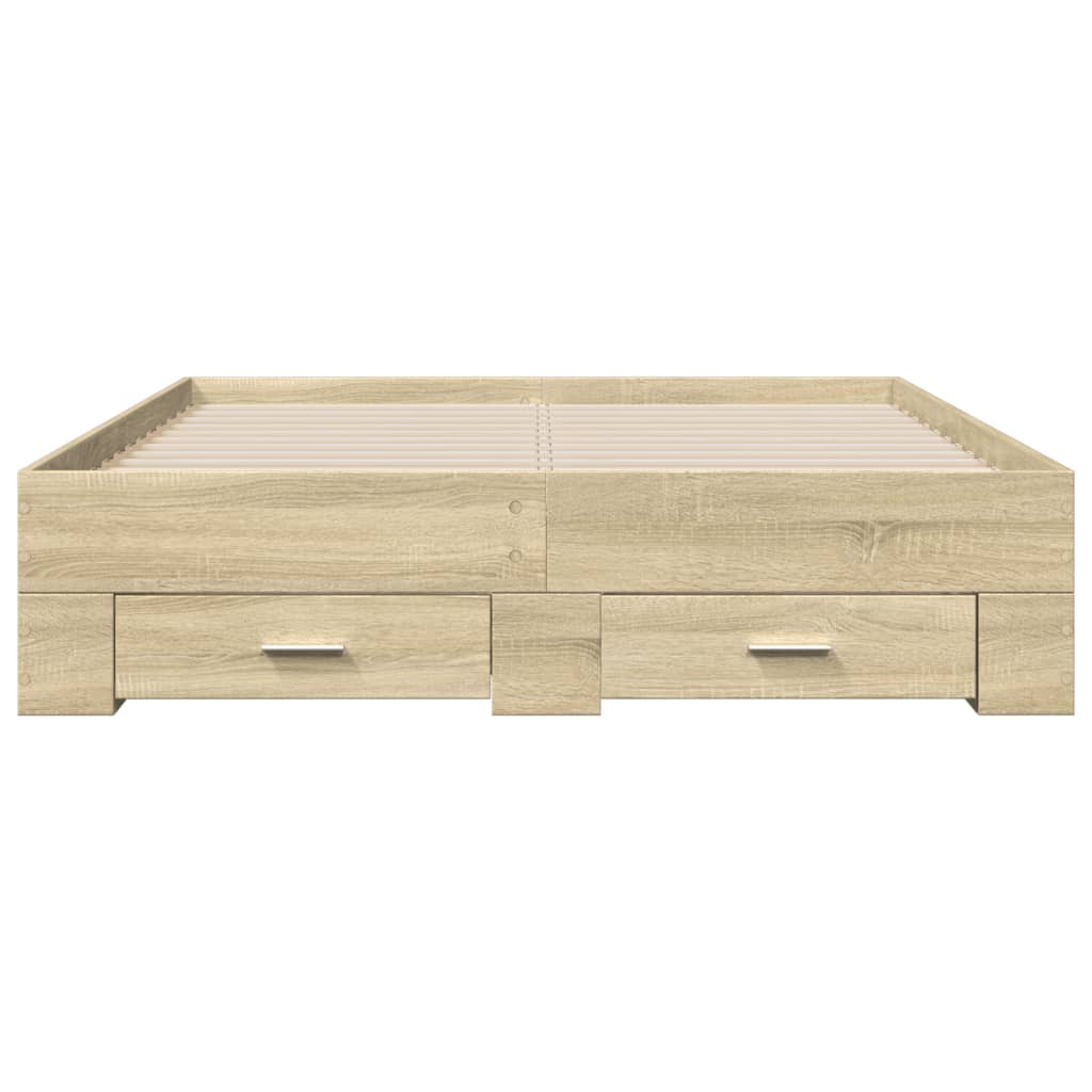 Bedframe met lades bewerkt hout sonoma eikenkleurig 140x190 cm
