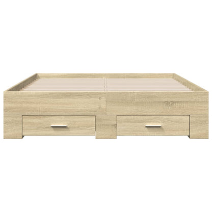Bedframe met lades bewerkt hout sonoma eikenkleurig 140x190 cm