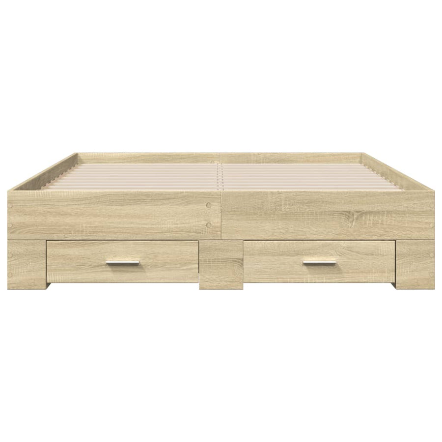 Bedframe met lades bewerkt hout sonoma eikenkleurig 140x190 cm