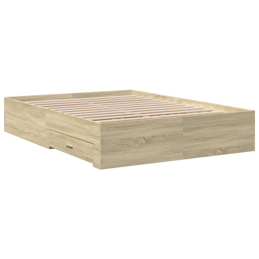 Bedframe met lades bewerkt hout sonoma eikenkleurig 140x190 cm
