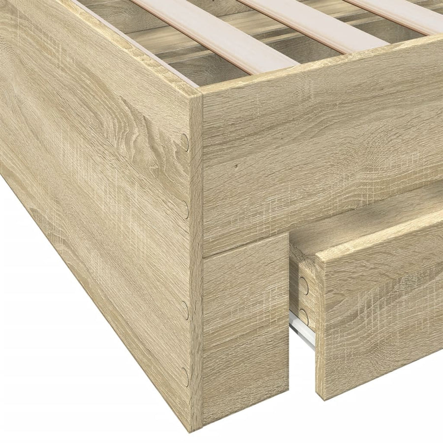 Bedframe met lades bewerkt hout sonoma eikenkleurig 140x190 cm