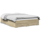 Bed frame with drawers engineered wood Sonoma oak 140x190 cm