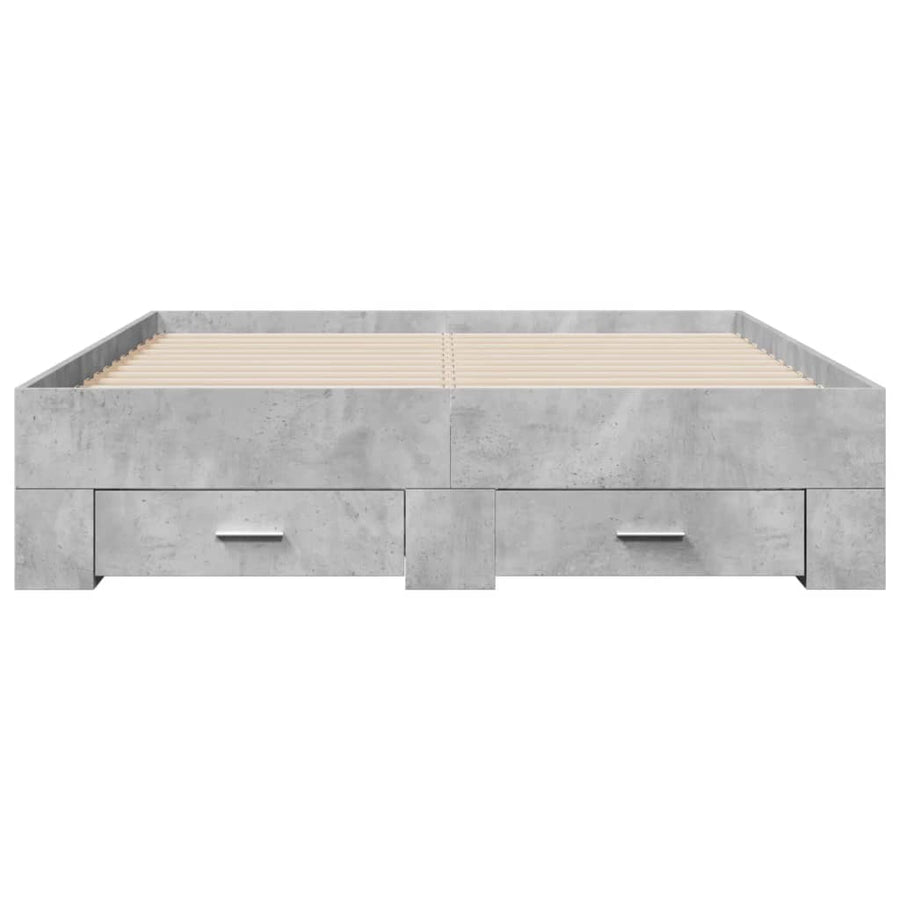 Bedframe met lades bewerkt hout betongrijs 140x190 cm