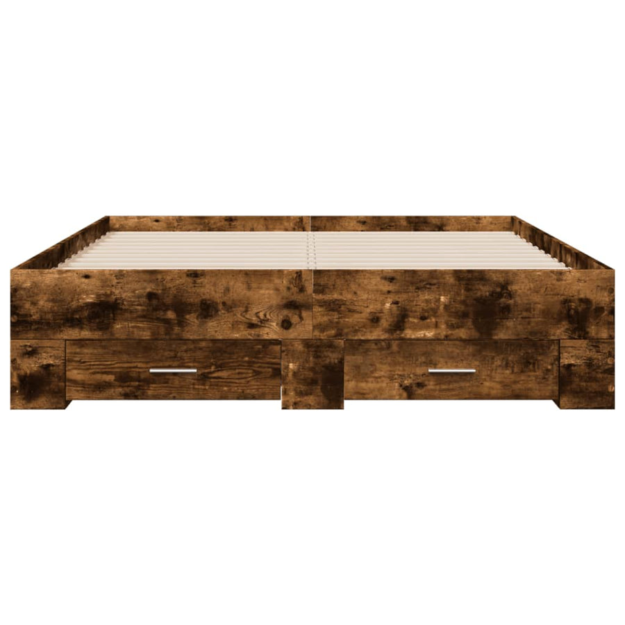 Bedframe met lades bewerkt hout gerookt eikenkleurig 140x190 cm