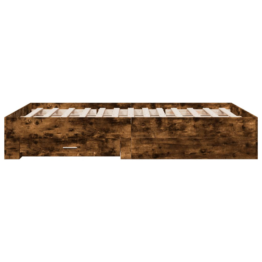 Bedframe met lades bewerkt hout gerookt eikenkleurig 140x190 cm