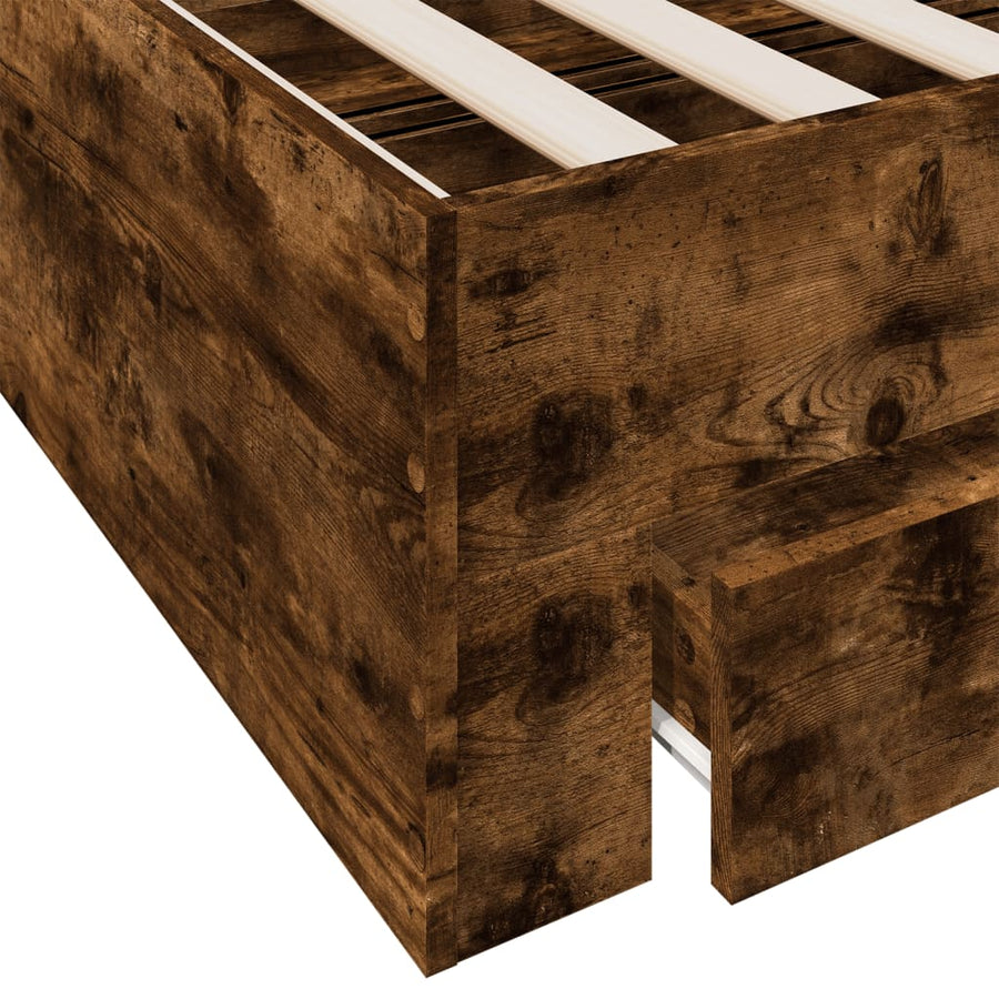 Bedframe met lades bewerkt hout gerookt eikenkleurig 140x190 cm