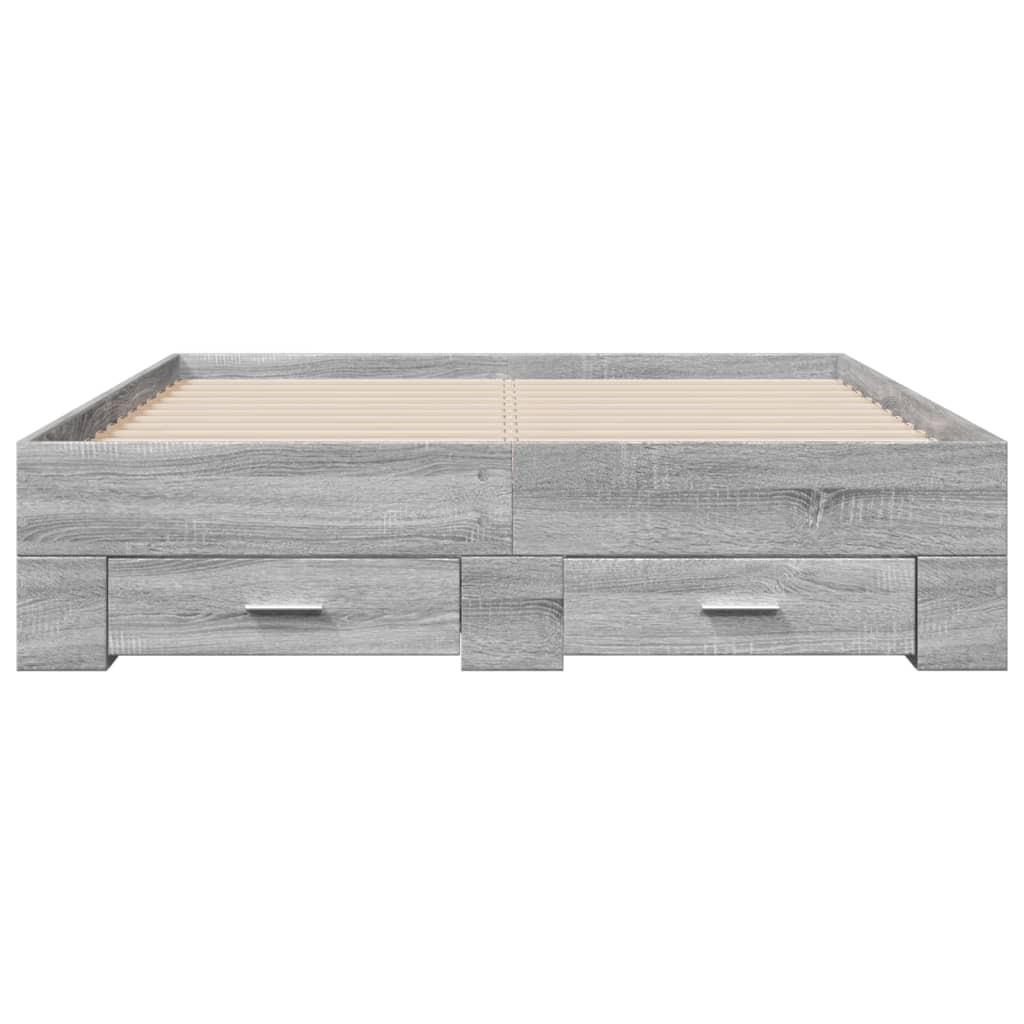 Bedframe met lades bewerkt hout grijs sonoma eiken 140x190 cm