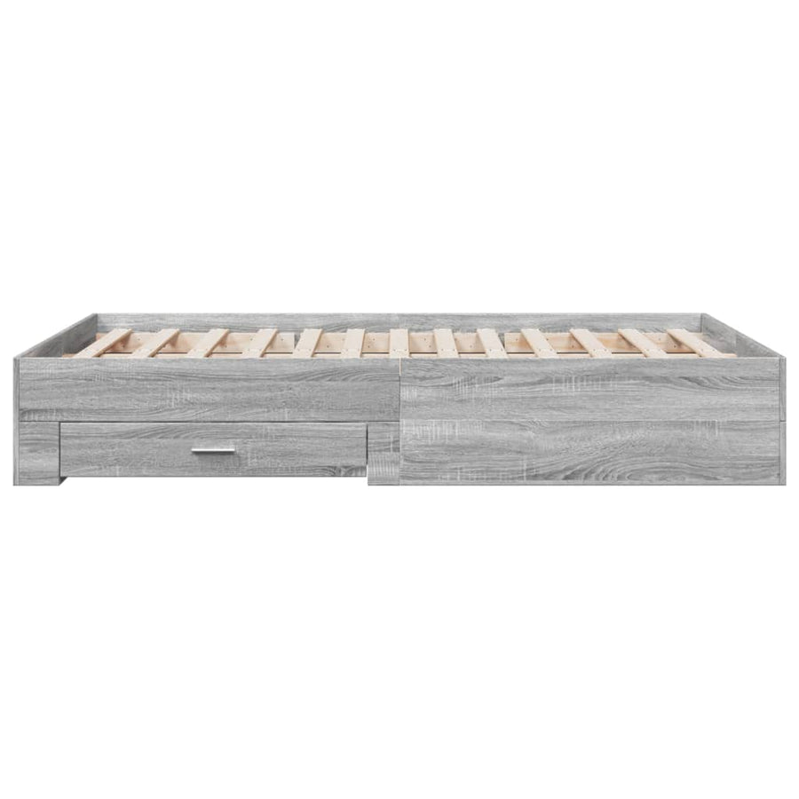 Bedframe met lades bewerkt hout grijs sonoma eiken 140x190 cm