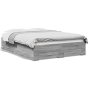 Bedframe met lades 140x190 cm bewerkt hout grijs