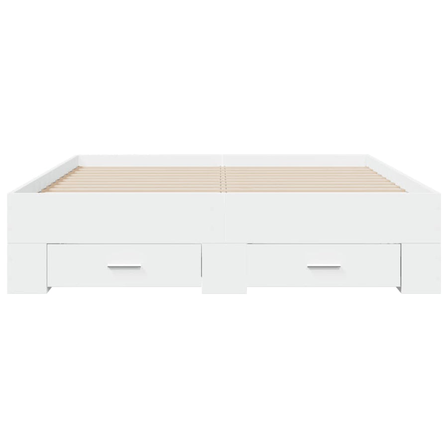 Bedframe met lades bewerkt hout wit 135x190 cm