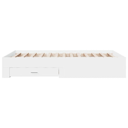 Bedframe met lades bewerkt hout wit 135x190 cm