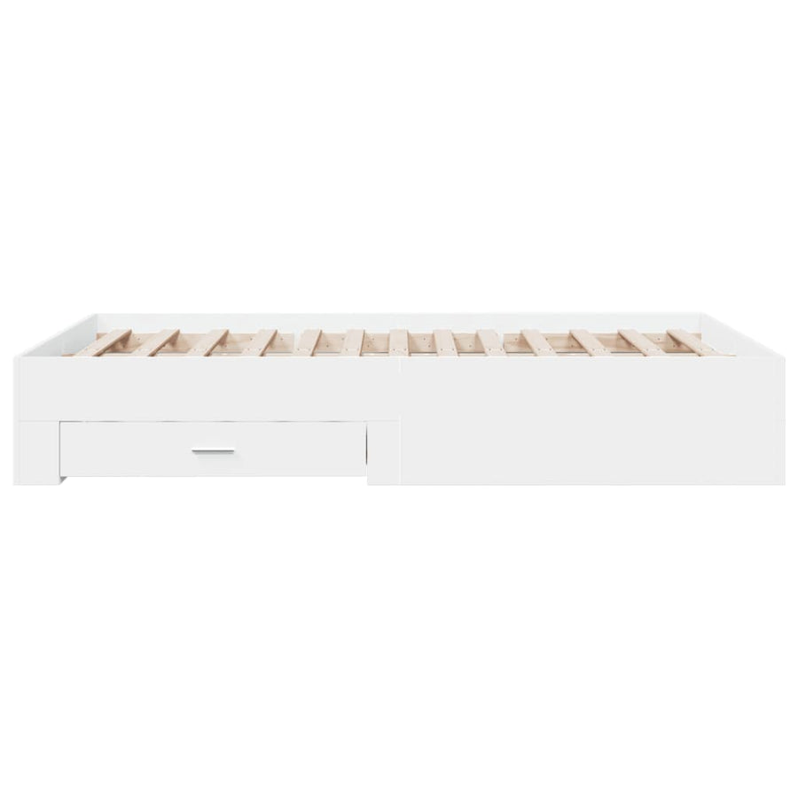 Bedframe met lades bewerkt hout wit 135x190 cm