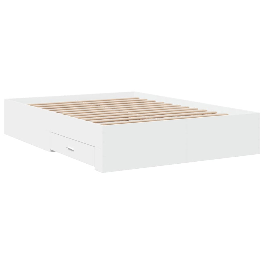 Bedframe met lades bewerkt hout wit 135x190 cm