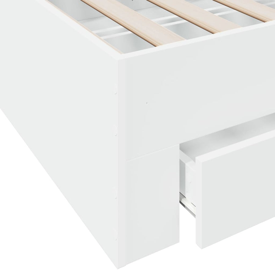 Bedframe met lades bewerkt hout wit 135x190 cm