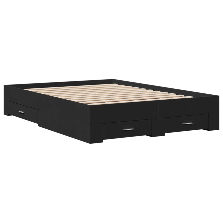 Bedframe met lades bewerkt hout bruin eikenkleurig 135x190 cm