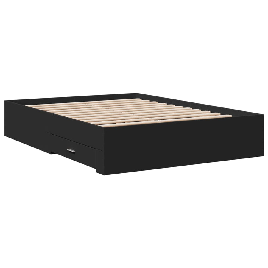Bedframe met lades bewerkt hout bruin eikenkleurig 135x190 cm