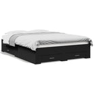Bed frame with drawers engineered wood brown oak 135x190 cm