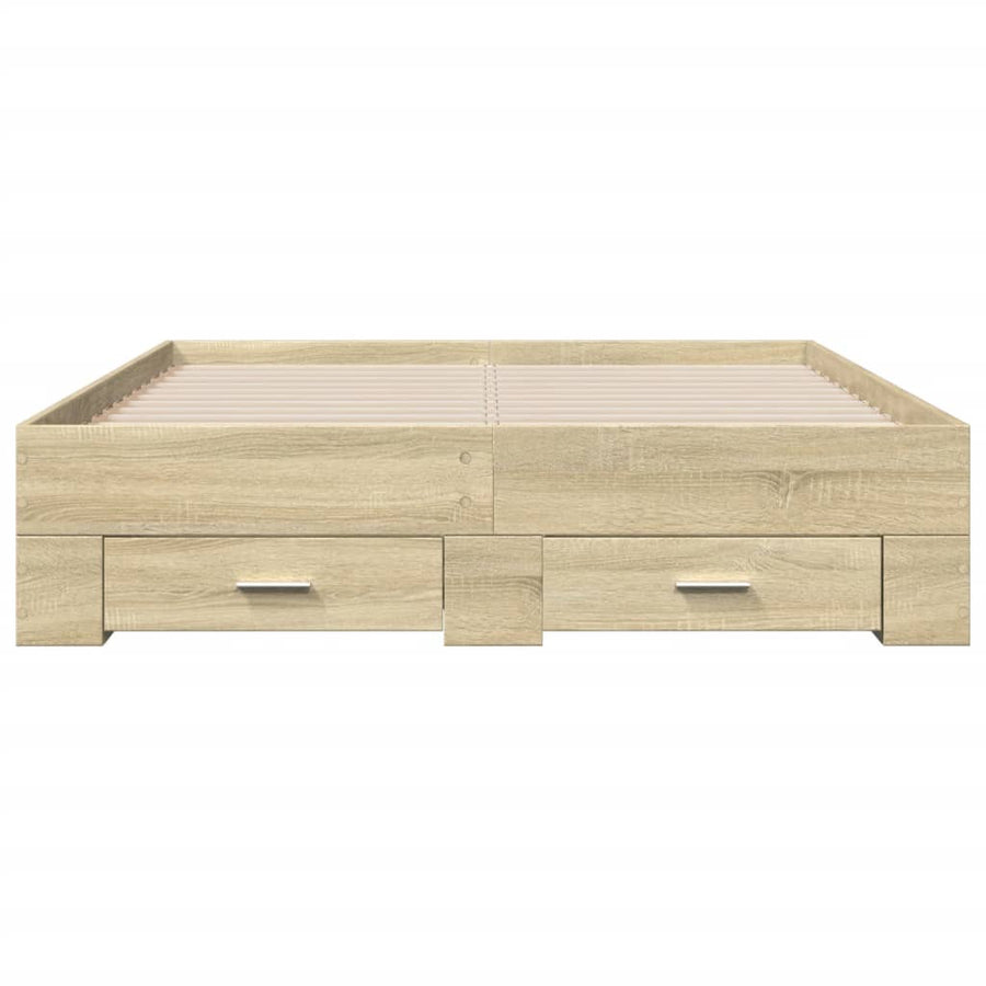 Bedframe met lades bewerkt hout sonoma eikenkleurig 135x190 cm