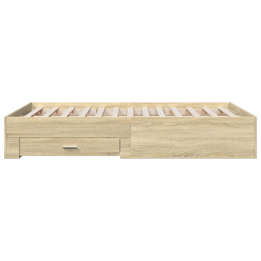 Bedframe met lades bewerkt hout sonoma eikenkleurig 135x190 cm