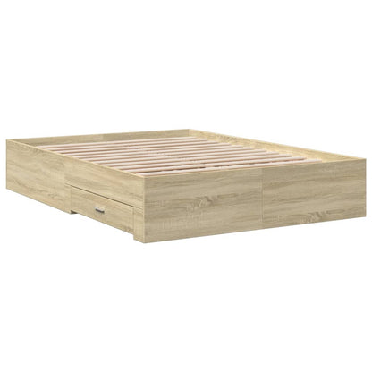 Bedframe met lades bewerkt hout sonoma eikenkleurig 135x190 cm