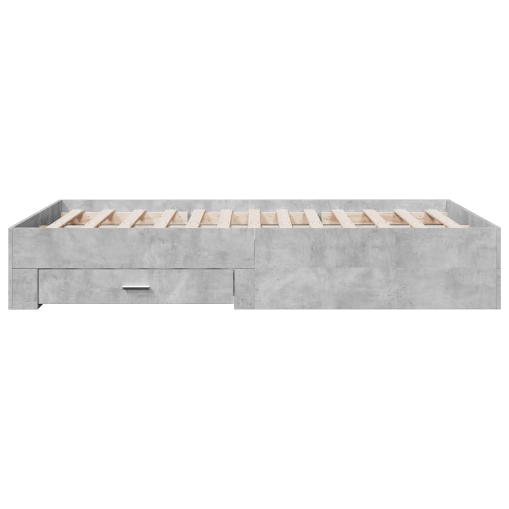 Bedframe met lades bewerkt hout betongrijs 135x190 cm