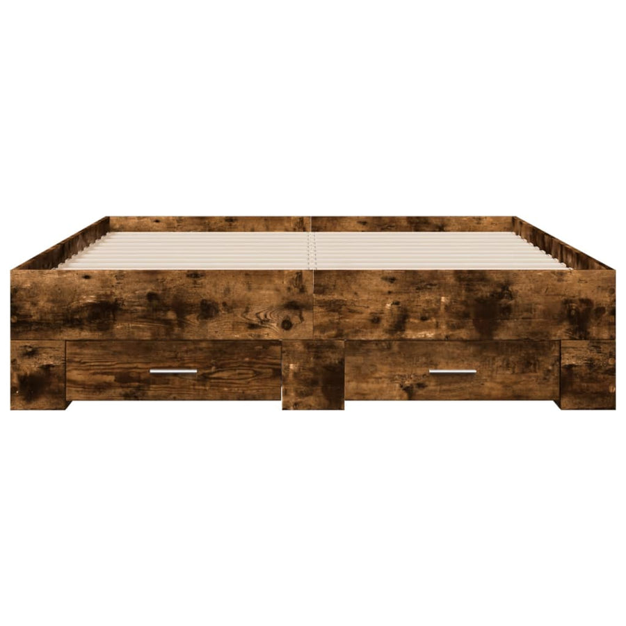 Bedframe met lades bewerkt hout gerookt eikenkleurig 135x190 cm