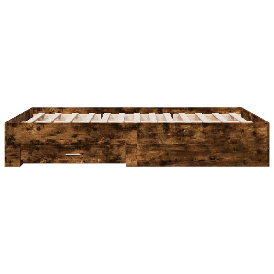 Bedframe met lades bewerkt hout gerookt eikenkleurig 135x190 cm