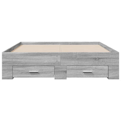 Bedframe met lades bewerkt hout grijs sonoma eiken 135x190 cm