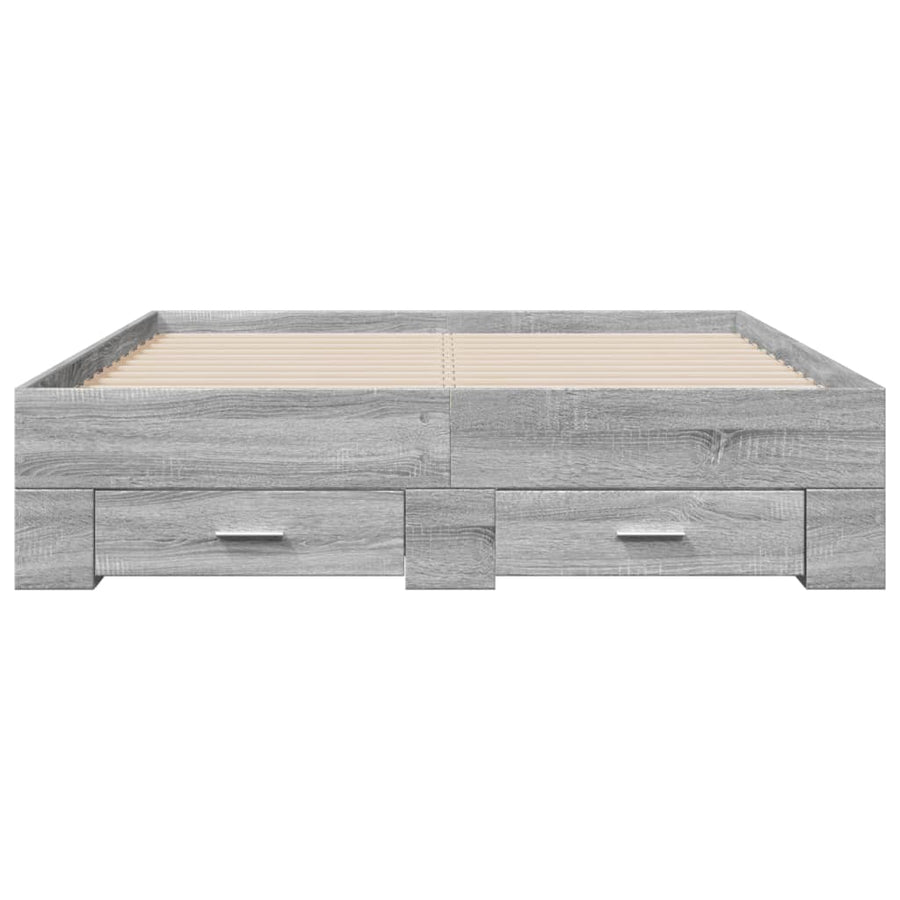 Bedframe met lades bewerkt hout grijs sonoma eiken 135x190 cm