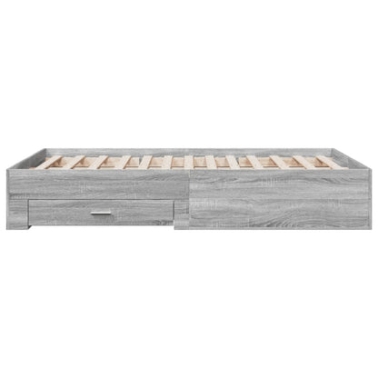 Bedframe met lades bewerkt hout grijs sonoma eiken 135x190 cm