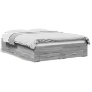 Bed frame with drawers engineered wood gray sonoma oak 135x190 cm