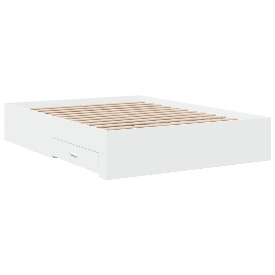 Bedframe met lades bewerkt hout wit 120x190 cm