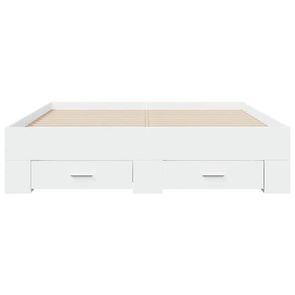 Bedframe met lades bewerkt hout wit 120x190 cm