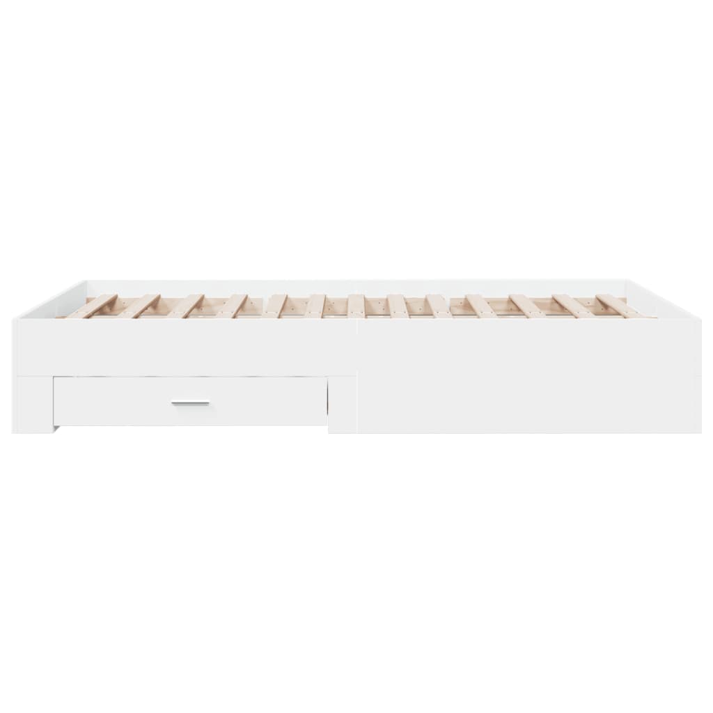 Bedframe met lades bewerkt hout wit 120x190 cm