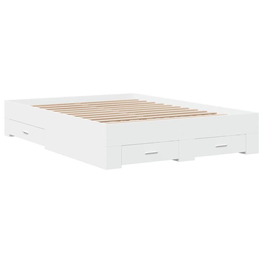 Bedframe met lades bewerkt hout wit 120x190 cm