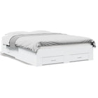 Wooden Bed Frame with Drawers White 120x190 cm