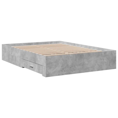Bedframe met lades bewerkt hout betongrijs 120x190 cm