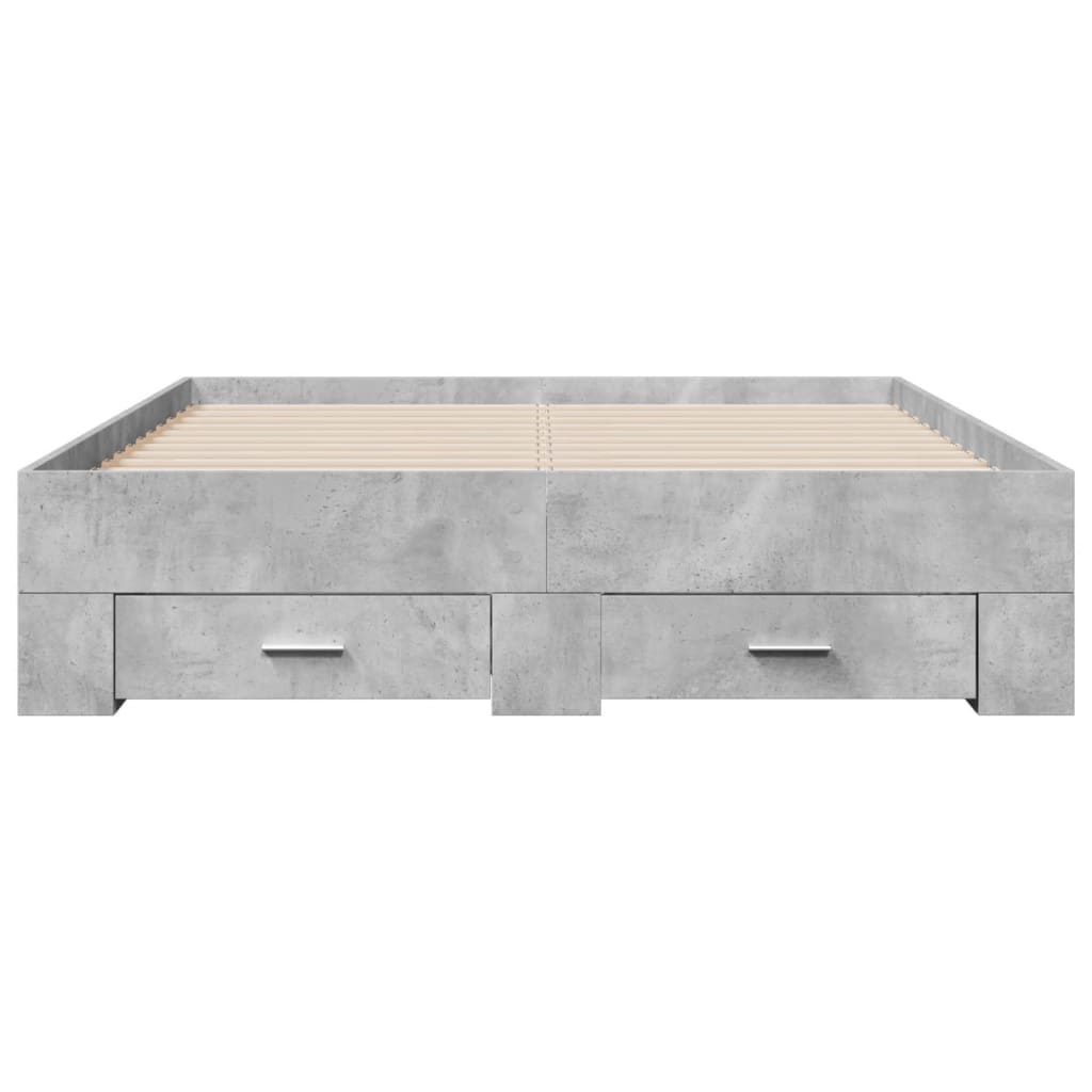 Bedframe met lades bewerkt hout betongrijs 120x190 cm