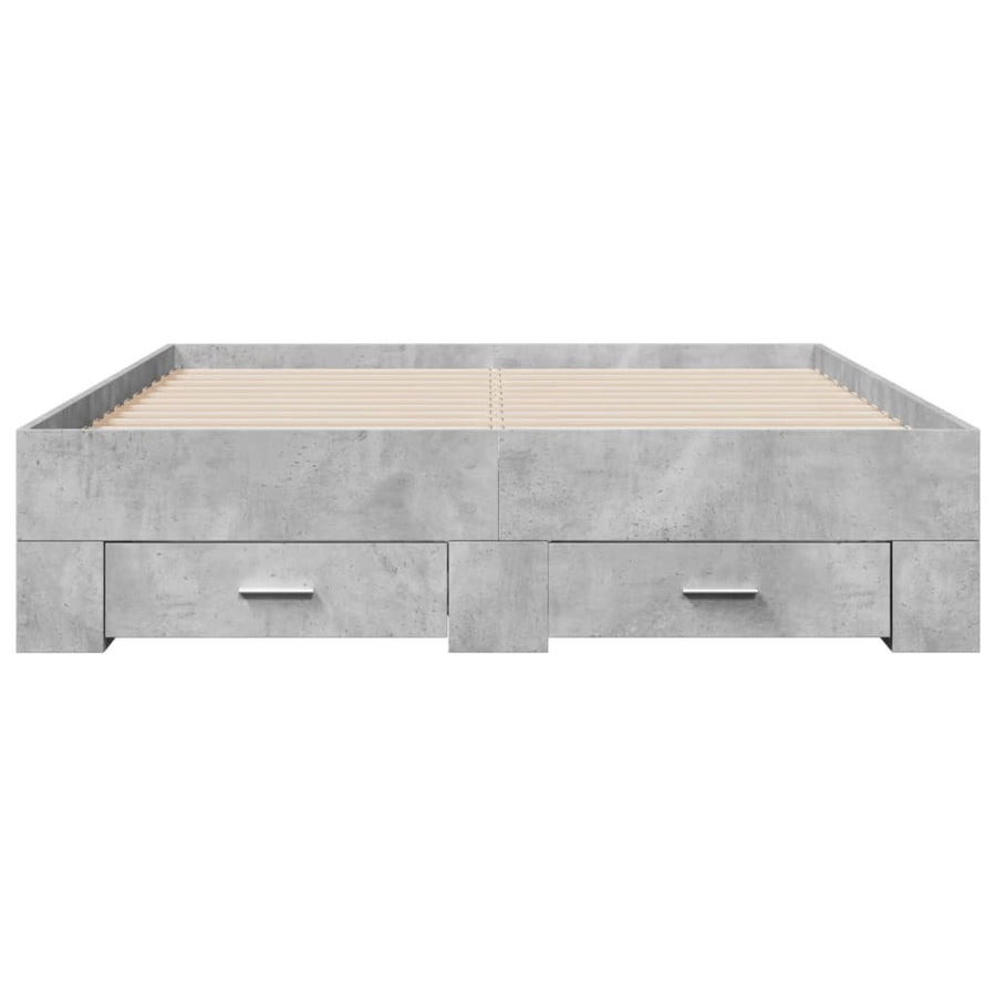 Bedframe met lades bewerkt hout betongrijs 120x190 cm