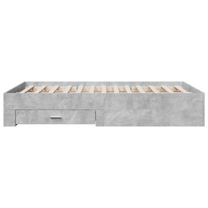 Bedframe met lades bewerkt hout betongrijs 120x190 cm
