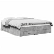 Bedframe 120x190 cm bewerkt hout betongrijs met lades